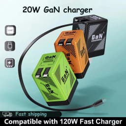 GaN 120W Fast Charger With Retractable Type-C Cable Portable PD Adapter For iPhone 17 16 iPad Pro Samsung Laptop