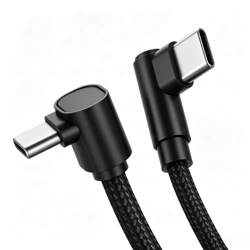 100W 90 Degrees Braid 0.25m/0.5m/1m/2m 4A Quick Charger Elbow USB C to Type C  Cord PD Cable For iPhone Samsung Xiaomi Macbook