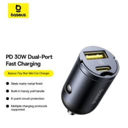 Baseus 30W Car Charger Fast Charging Dual Port USB Type-C PD QC FCP AFC For iPhone 17 16 15 Samsung S24 S25 Xiaomi Huawei Tablet