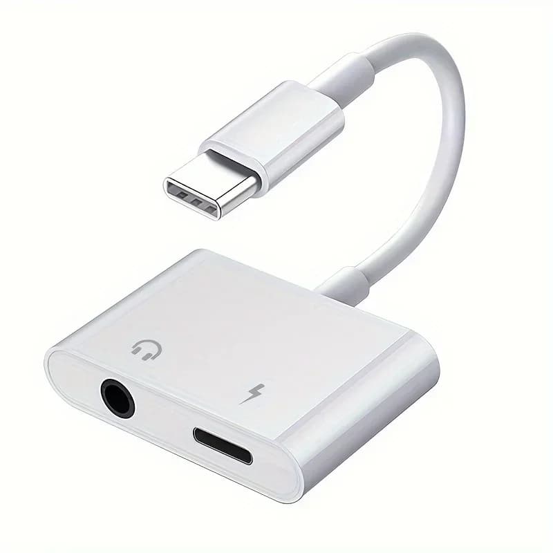 2in1 Audio Adapter USB C to USB C+3.5mm Converter One Port Becomes Two Ports, Suitable for Samsung and iPhone