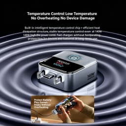 KEBIDUMEI 140W Smart Auto Power-off Phone Charge Separator Digital Display Type-C Fast Charging Data Cable Overcharge Protection