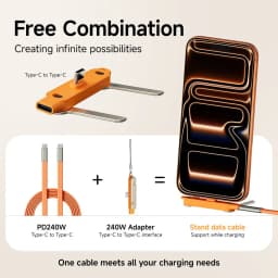 240W Type C Fast Charging Foldable Mobile Phone Holder Data Cable Multi-Angle Adjustment Charging Phone Holder PD Usb Cable