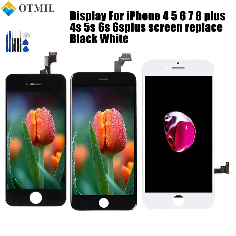 AAA Display Screen Replacement For iPhone 4 5 6 7 8 Plus 4s 5s 6s Screen Digitizer Assembly For iPhone 6s Plus 7 8 Black White