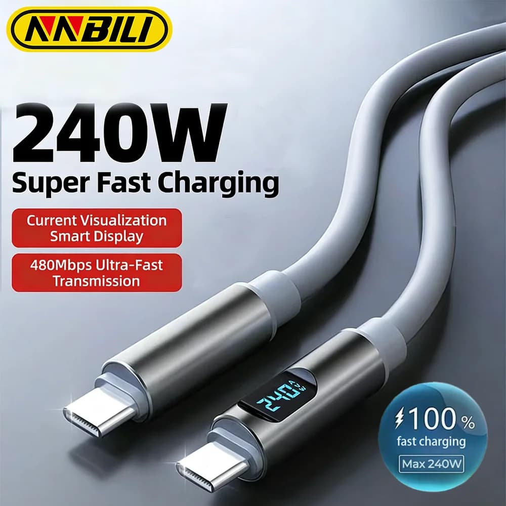 NNBILI 240W USB C To Type C Silicone Cable PD3.1 48V 5A Super Fast Charging Cable USB C For iPhone 17 Samsung S26 Huawei Macbook