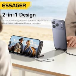Essager USB C to Type C OTG Adapter Foldable Adapter 240W Fast Charge Converter Multifunction Phone Charge Bracket for iPhone