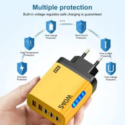 5 IN 1 GaN Desktop Charger 240W Fast Charging Adapter 10A USB to Type-C Cable 3PD 2USB Charger for iPhone 17 16 Pro Laptop Samsu
