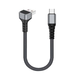 Short USB A to USB C Braided Cable,90 Degree Right Angle Charger Wire,Fast Charging Cord for iPhone 17/16,Samsung Galaxy S24