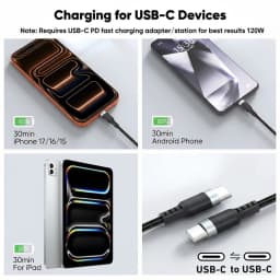 Original 120W Type C Fast Charging Cable For Xiaomi iPhone 15 16 17 Pro Max Samsung S25 S24 Usb C To Type C Mobile Phone Cables