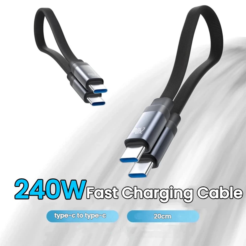 Magnetic 20CM Short USB C Cable Mini Braided 240W Fast Charging Data Cable for iphone 15 16 17 Samsung Type C To Type C Cable