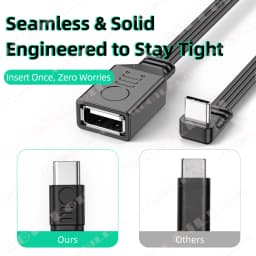 Flat Type C to OTG USB Cable,Suitable for Phones Tablet and Computers Function on TYPE-C 90 Degree Male to USB2.0 Female Adapter