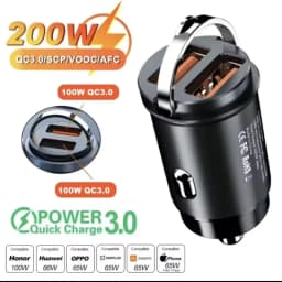200W Dual USB Car Charger Pull Ring Fast Charging Car Phone Charger Adapter For Xiaomi Samsung Mini Car Charger