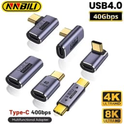 NNBILI USB4.0 40Gbps OTG Type C 90 Degree 100W 5A USB C to Type C Fast Charging Converter USB C Data Adapter For Macbook 8K60HZ