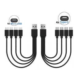 20cm Short USB Multi Charging Cable 4 in 1 Multiple Type C / Micro USB Charging Cord 4Port USB C Splitter Cable 5V 2A
