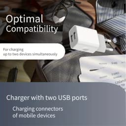 European Wall Charger, USB 2.1AMP Universal Europe Charger Block Dual Port Plug Compatible for Mobile Phone
