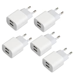 European Wall Charger, USB 2.1AMP Universal Europe Charger Block Dual Port Plug Compatible for Mobile Phone