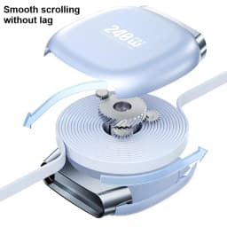 240W Retractable Fast Charging Cable USB C To C Auto Coiling for Travel Charging Phone Tablet Laptop for IPhone Samsung Huawei