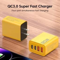 120W USB C Charger Fast Charging 4 Port PD QC3.0 Wall Charger EU US UK Plug for iPhone 15 16 Pro Samsung S24 Xiaomi Quick Charge