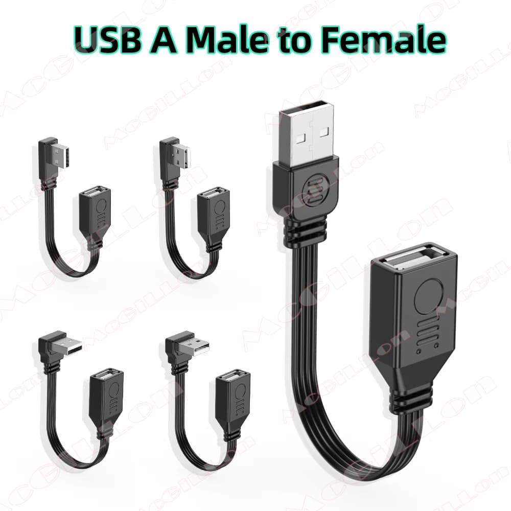 5CM 10CM 15CM 30CM 90 Degree Up & Down & Left &Right Angled USB A Male to USB Female Extension Adapter Cable for Computer Tablet