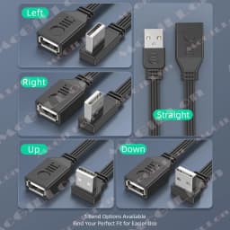 5CM 10CM 15CM 30CM 90 Degree Up & Down & Left &Right Angled USB A Male to USB Female Extension Adapter Cable for Computer Tablet