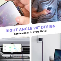 90° Elbow Fast Charging Game Cable PD 240W USB C to Type C Charge Cord 480 Mbps Data Transfer Cable for Phone Laptop Samsung