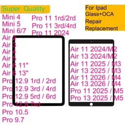 10Pcs For iPad Pro 11 13 M5 Air 13 11 M4 M3 M2 Air 6 5 4 3 Mini Pro 12.9 10.5 9.7 Touch Screen Panel Front Outer Glass With OCA