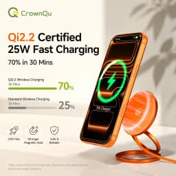 Qi2.2 25W Magnetic Wireless Charger with 47.2" Cable Fast Charging Foldable Stand For iPhone 17 16 15 Pro Max Huawei Xiaomi ipad