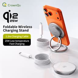 Qi2.2 25W Magnetic Wireless Charger with 47.2" Cable Fast Charging Foldable Stand For iPhone 17 16 15 Pro Max Huawei Xiaomi ipad