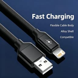 USB Fast Charging Cable For iPhone 7 8 14 Plus X XR XS Max 11 12 13 Mini 14 Pro Max Alloy Shell Flexible Wire USB-A Data Cables