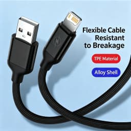 USB Fast Charging Cable For iPhone 7 8 14 Plus X XR XS Max 11 12 13 Mini 14 Pro Max Alloy Shell Flexible Wire USB-A Data Cables