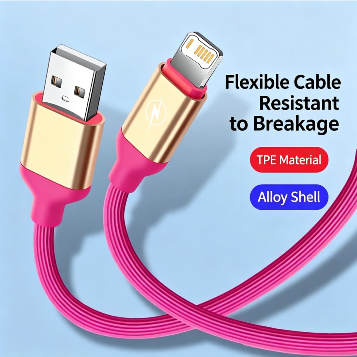 USB Fast Charging Cable For iPhone 7 8 14 Plus X XR XS Max 11 12 13 Mini 14 Pro Max Alloy Shell Flexible Wire USB-A Data Cables