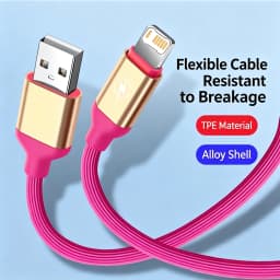 USB Fast Charging Cable For iPhone 7 8 14 Plus X XR XS Max 11 12 13 Mini 14 Pro Max Alloy Shell Flexible Wire USB-A Data Cables