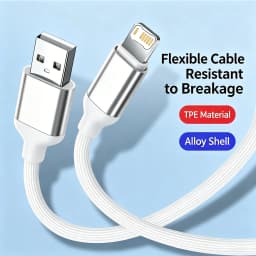 USB Fast Charging Cable For iPhone 7 8 14 Plus X XR XS Max 11 12 13 Mini 14 Pro Max Alloy Shell Flexible Wire USB-A Data Cables
