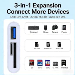 Type C OTG Adapter TF/SD Card Reader For Xiaomi Oneplus iPhone OPPO POCO Cell phone Accessories 3 in 1 USB C to A Connector