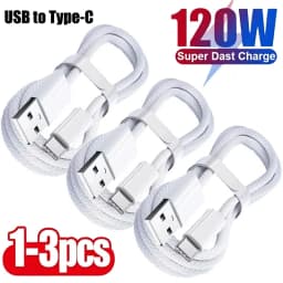 1-3Pcs 120W USB C Phone Cable For iPhone 16 15 17 Pro Max Plus Fast Charging Type-C Charge Braided Cables USB to Type C Data Lin