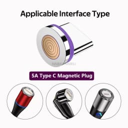 NNBILI 5 PCS 5A Round Magnetic Cable Plug for iPhone Type C 3A Micro USB C Plugs Fast Charging Adapter Phone USB-C Magnetic Plug