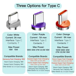 NNBILI 5 PCS 5A Round Magnetic Cable Plug for iPhone Type C 3A Micro USB C Plugs Fast Charging Adapter Phone USB-C Magnetic Plug