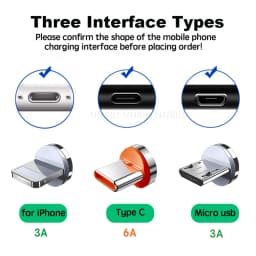 NNBILI 5 PCS 5A Round Magnetic Cable Plug for iPhone Type C 3A Micro USB C Plugs Fast Charging Adapter Phone USB-C Magnetic Plug