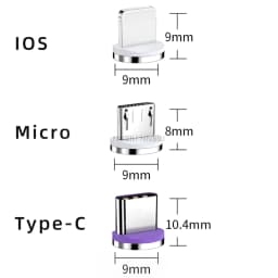 NNBILI 5 PCS 5A Round Magnetic Cable Plug for iPhone Type C 3A Micro USB C Plugs Fast Charging Adapter Phone USB-C Magnetic Plug