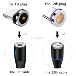 NNBILI 5 PCS 5A Round Magnetic Cable Plug for iPhone Type C 3A Micro USB C Plugs Fast Charging Adapter Phone USB-C Magnetic Plug