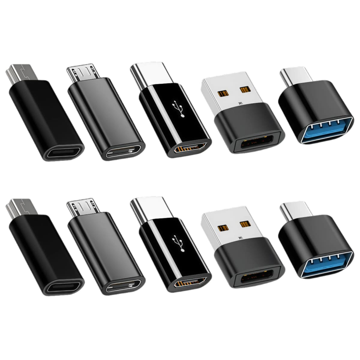 USB C OTG Optional (10 Sets) (5 Sets) USB C OTG to C Adapter; Mini to C; Micro to C; Multi- Adapter for Smartphones, Laptops, Ca
