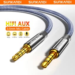 SUNKANDI 3.5mm Audio Cable Braided TRRS 4-Pole Hi-Fi Stereo Jack Male to Male AUX Cord for Tablets Headphones Speaker