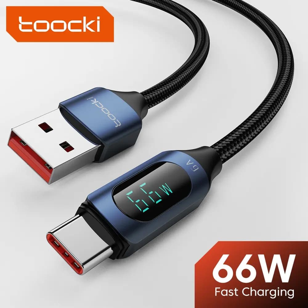Toocki USB Type C Cable 66W Fast Charging Charger USB A to USB C Display Cable For iPhone 15 Xiaomi POCO F3 Realme Macbook iPad