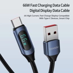 Toocki USB Type C Cable 66W Fast Charging Charger USB A to USB C Display Cable For iPhone 15 Xiaomi POCO F3 Realme Macbook iPad