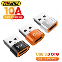 NNBILI 10A OTG USB3.0 To Type C Adapter TypeC Female to USB Male Converter Fast Charging Data Transfer For Laptop Xiaomi Samsung