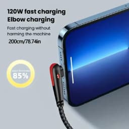 120W USB To Type-C Fast Charging Cable 90Degree Elbow Design Nylon Braided Mobile Phone Data Cord For Huawei oppo Xiaomi Samsung