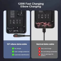 120W USB To Type-C Fast Charging Cable 90Degree Elbow Design Nylon Braided Mobile Phone Data Cord For Huawei oppo Xiaomi Samsung