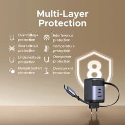 UGREEN 100W 65W 45W GaN Charger With Retractable USB C Cable PPS PD Fast Charger For Laptop Macbook Pro Tablet iPhone 18 Samsung
