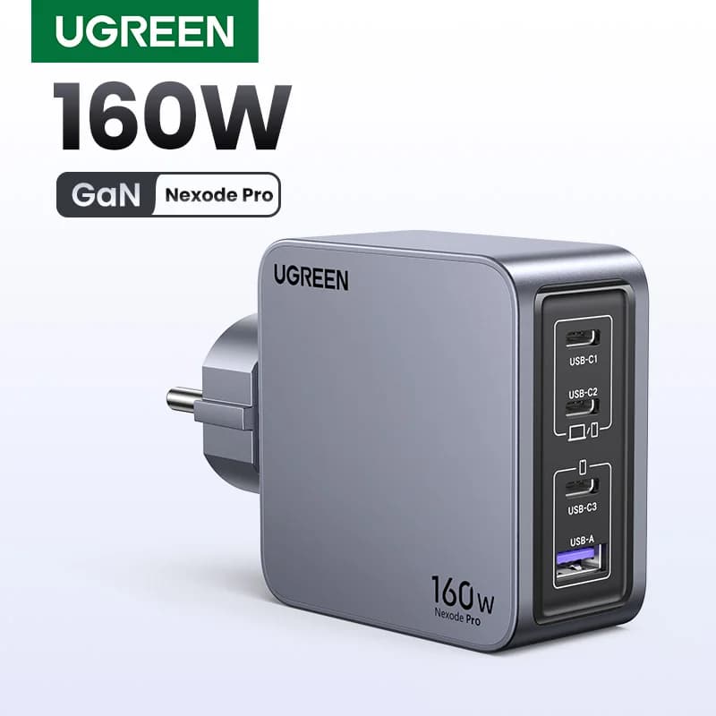 【Korean Plug】UGREEN 160W GaN Charger PD3.1 QC4.0 Quick Charge For Macbook Pro Laptop iPhone 18 17 Pro Max Xiaomi Tablet iPad
