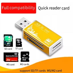 4In1 TF Micro SD M2 MS Memory Card Reader High Speed USB2.0 MMC Adapter Plug For Laptop Computer Desktop Pc Vehicle Speaker