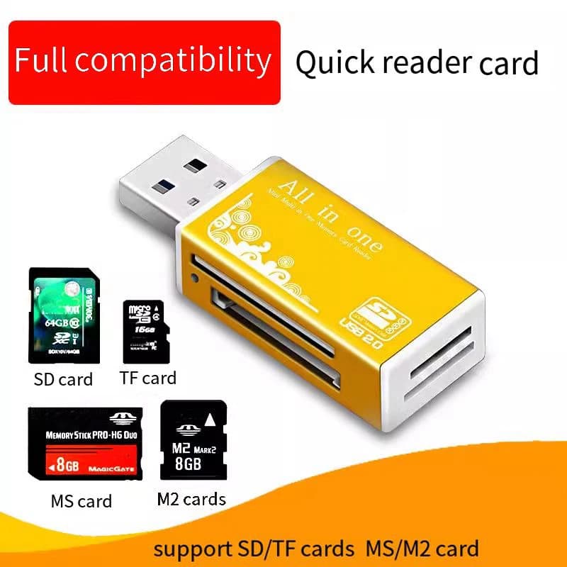 4In1 TF Micro SD M2 MS Memory Card Reader High Speed USB2.0 MMC Adapter Plug For Laptop Computer Desktop Pc Vehicle Speaker